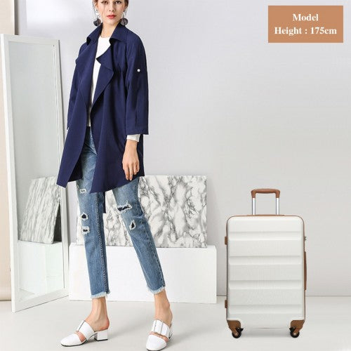 Kono 24 Inch Check in Luggage - Streamlined ABS Hardshell Suitcase with Secure TSA Lock - Cream