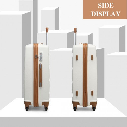 Kono 3 - Piece Lightweight ABS Hardshell Suitcase Set - 19, 24, 28 Inch with Secure TSA Lock - Cream