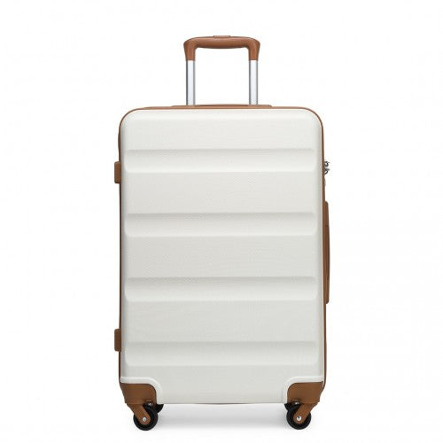 Kono 24 Inch Check in Luggage - Streamlined ABS Hardshell Suitcase with Secure TSA Lock - Cream