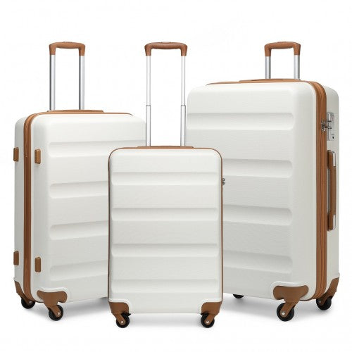 Kono 3 - Piece Lightweight ABS Hardshell Suitcase Set - 19, 24, 28 Inch with Secure TSA Lock - Cream