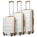 Kono 3 - Piece Lightweight ABS Hardshell Suitcase Set - 19, 24, 28 Inch with Secure TSA Lock - Cream