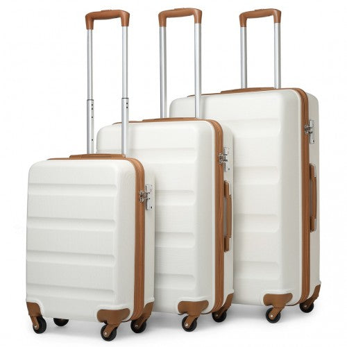 Kono 3 - Piece Lightweight ABS Hardshell Suitcase Set - 19, 24, 28 Inch with Secure TSA Lock - Cream