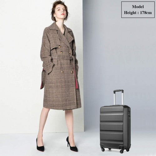Kono 19 Inch Cabin Size Carry On Suitcase - Streamlined Lightweight ABS Hardshell with Secure TSA Lock - Grey