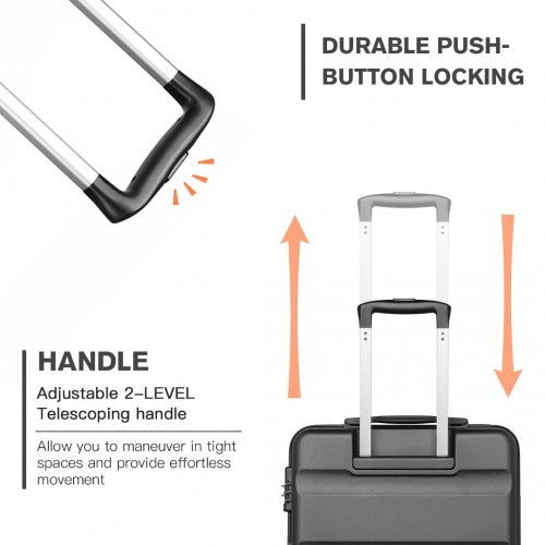 Kono 19 Inch Cabin Size Carry On Suitcase - Streamlined Lightweight ABS Hardshell with Secure TSA Lock - Grey