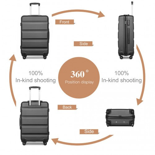 Kono 24 Inch Check in Luggage - Streamlined ABS Hardshell Suitcase with Secure TSA Lock - Grey