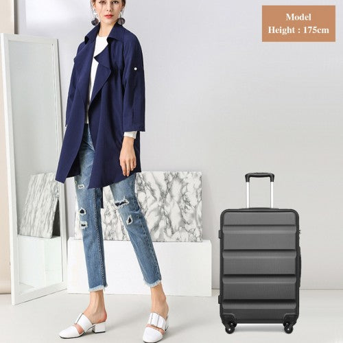 Kono 24 Inch Check in Luggage - Streamlined ABS Hardshell Suitcase with Secure TSA Lock - Grey