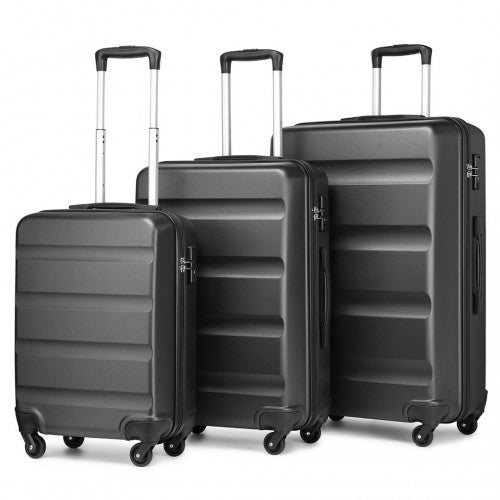 Kono 3 - Piece Lightweight ABS Hardshell Suitcase Set - 19, 24, 28 Inch with Secure TSA Lock - Grey
