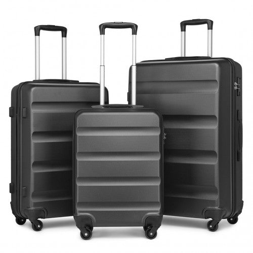 Kono 3 - Piece Lightweight ABS Hardshell Suitcase Set - 19, 24, 28 Inch with Secure TSA Lock - Grey