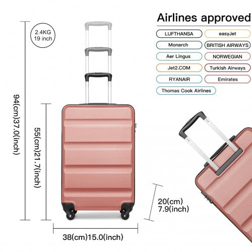 Kono 3 - Piece Lightweight ABS Hardshell Suitcase Set - 19, 24, 28 Inch with Secure TSA Lock - Nude