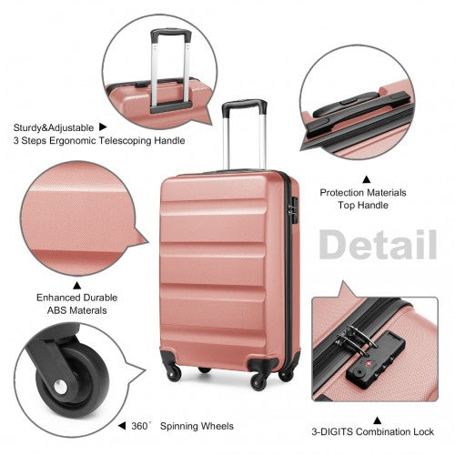 Kono 19 Inch Cabin Size Carry On Suitcase - Streamlined Lightweight ABS Hardshell with Secure TSA Lock - Nude