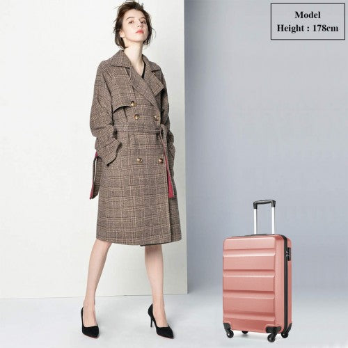 Kono 19 Inch Cabin Size Carry On Suitcase - Streamlined Lightweight ABS Hardshell with Secure TSA Lock - Nude