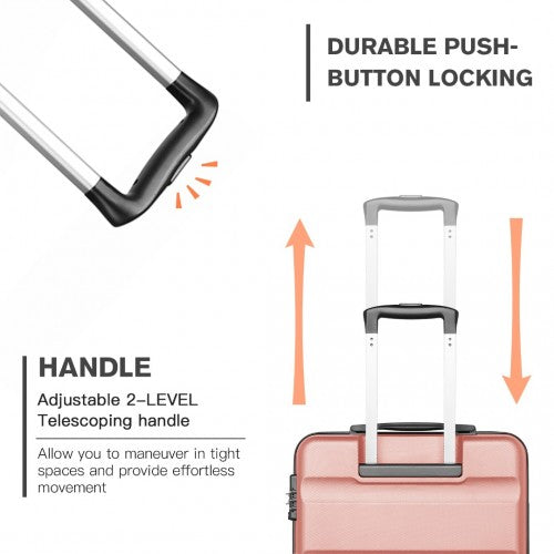 Kono 19 Inch Cabin Size Carry On Suitcase - Streamlined Lightweight ABS Hardshell with Secure TSA Lock - Nude