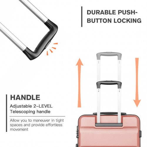 Kono 3 - Piece Lightweight ABS Hardshell Suitcase Set - 19, 24, 28 Inch with Secure TSA Lock - Nude