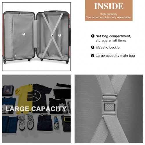 Kono 3 - Piece Lightweight ABS Hardshell Suitcase Set - 19, 24, 28 Inch with Secure TSA Lock - Nude