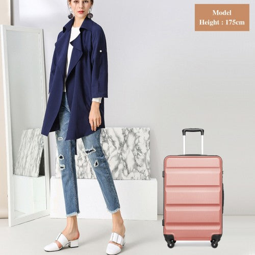 Kono 24 Inch Check in Luggage - Streamlined ABS Hardshell Suitcase with Secure TSA Lock - Nude