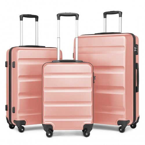 Kono 3 - Piece Lightweight ABS Hardshell Suitcase Set - 19, 24, 28 Inch with Secure TSA Lock - Nude