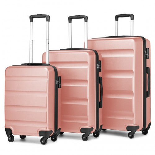Kono 3 - Piece Lightweight ABS Hardshell Suitcase Set - 19, 24, 28 Inch with Secure TSA Lock - Nude