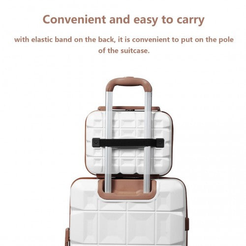 Kono 13 Inch Lightweight Hard Shell ABS Vanity Case - White