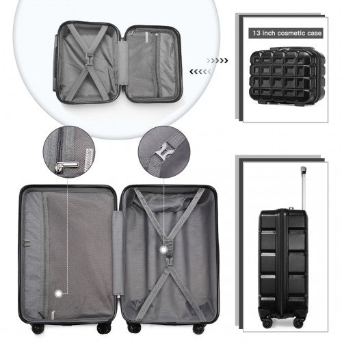 Kono 13/20 Inch Lightweight Hard Shell ABS Cabin Suitcase With TSA Lock And Vanity Case - Black