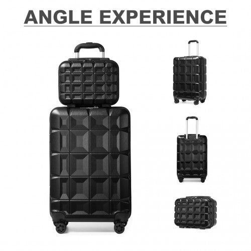 Kono 13/20 Inch Lightweight Hard Shell ABS Cabin Suitcase With TSA Lock And Vanity Case - Black
