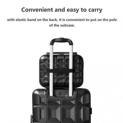 Kono 13 Inch Lightweight Hard Shell ABS Vanity Case - Black