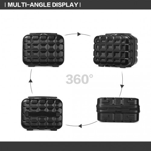 Kono 13 Inch Lightweight Hard Shell ABS Vanity Case - Black