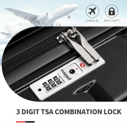 Kono 20 Inch Lightweight Hard Shell ABS Luggage Cabin Suitcase With TSA Lock - Black