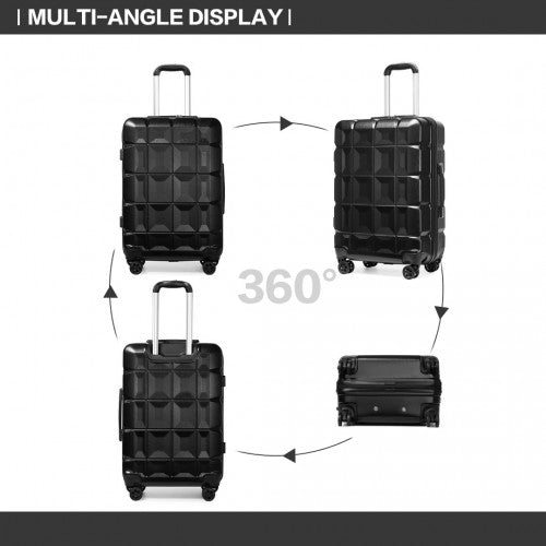 Kono 24 Inch Lightweight Hard Shell ABS Suitcase With TSA Lock - Black