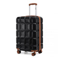 Kono 20 Inch Lightweight Hard Shell ABS Luggage Cabin Suitcase With TSA Lock - Black And Brown