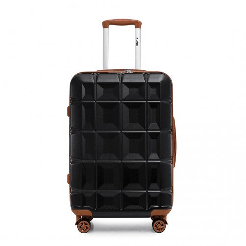 Kono 24 Inch Lightweight Hard Shell ABS Suitcase With TSA Lock - Black And Brown