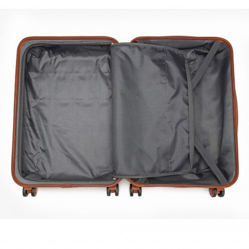 Kono 24 Inch Lightweight Hard Shell ABS Suitcase With TSA Lock - Black And Brown