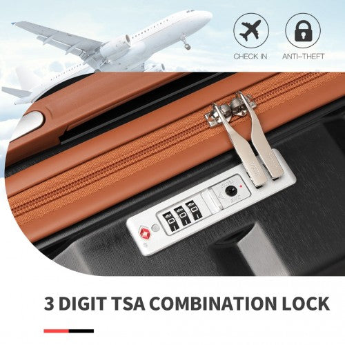 Kono 28 Inch Lightweight Hard Shell ABS Suitcase With TSA Lock - Black And Brown