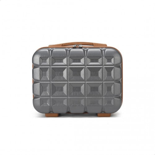 Kono 13 Inch Lightweight Hard Shell ABS Vanity Case - Grey