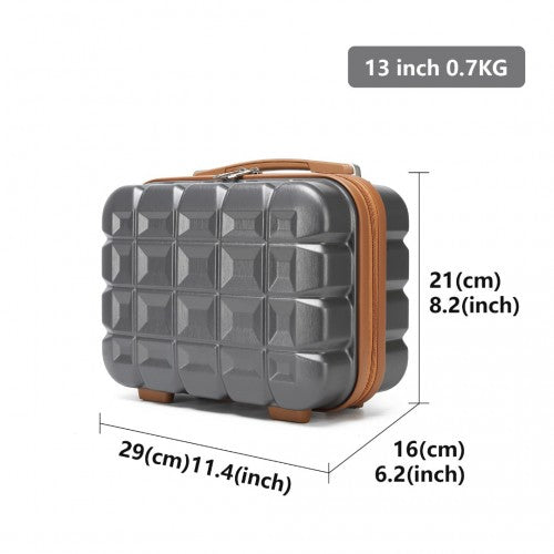 Kono 13 Inch Lightweight Hard Shell ABS Vanity Case - Grey