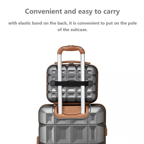 Kono 13 Inch Lightweight Hard Shell ABS Vanity Case - Grey