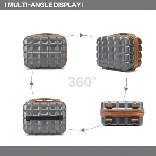 Kono 13 Inch Lightweight Hard Shell ABS Vanity Case - Grey