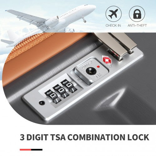Kono 24 Inch Lightweight Hard Shell ABS Suitcase With TSA Lock - Grey