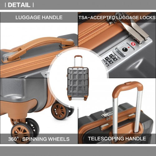 Kono 24 Inch Lightweight Hard Shell ABS Suitcase With TSA Lock - Grey