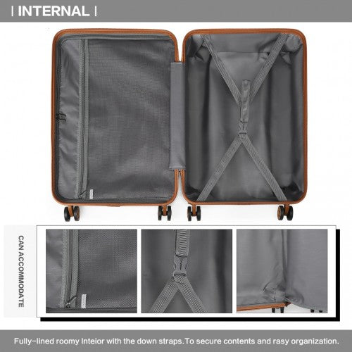 Kono 24 Inch Lightweight Hard Shell ABS Suitcase With TSA Lock - Grey