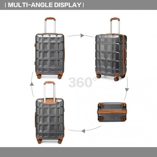 Kono 24 Inch Lightweight Hard Shell ABS Suitcase With TSA Lock - Grey