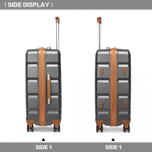 Kono 24 Inch Lightweight Hard Shell ABS Suitcase With TSA Lock - Grey