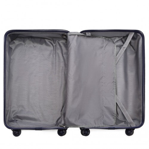 Kono Lightweight Hard Shell ABS Suitcase With TSA Lock And Vanity Case 4 Piece Set - Navy