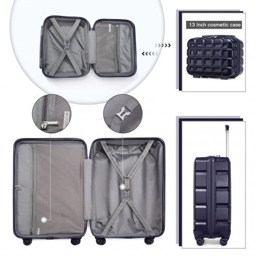 Kono 13/20 Inch Lightweight Hard Shell ABS Cabin Suitcase With TSA Lock And Vanity Case - Navy