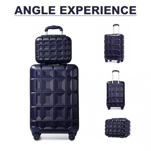 Kono 13/20 Inch Lightweight Hard Shell ABS Cabin Suitcase With TSA Lock And Vanity Case - Navy