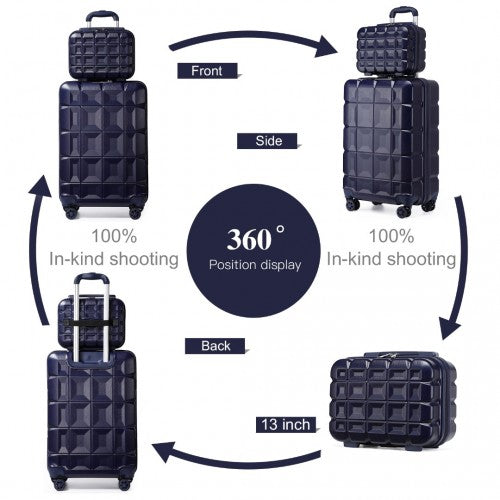 Kono 13/20 Inch Lightweight Hard Shell ABS Cabin Suitcase With TSA Lock And Vanity Case - Navy