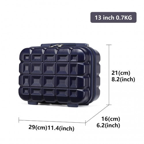 Kono 13 Inch Lightweight Hard Shell ABS Vanity Case - Navy