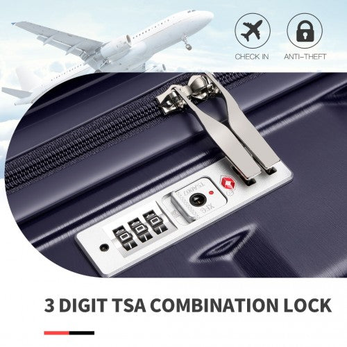 Kono 20 Inch Lightweight Hard Shell ABS Luggage Cabin Suitcase With TSA Lock - Navy