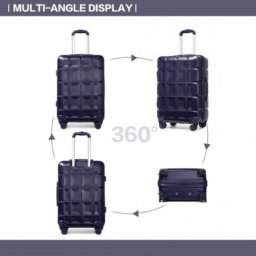 Kono 24 Inch Lightweight Hard Shell ABS Suitcase With TSA Lock - Navy