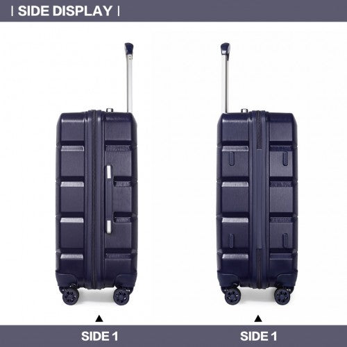 Kono 24 Inch Lightweight Hard Shell ABS Suitcase With TSA Lock - Navy