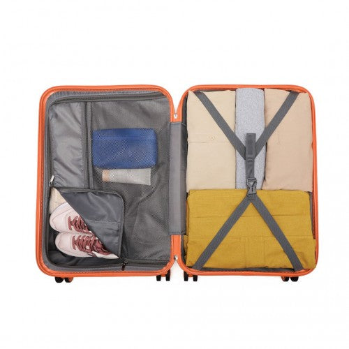 Kono 20 Inch Lightweight Hard Shell ABS Luggage Cabin Suitcase With TSA Lock - Orange